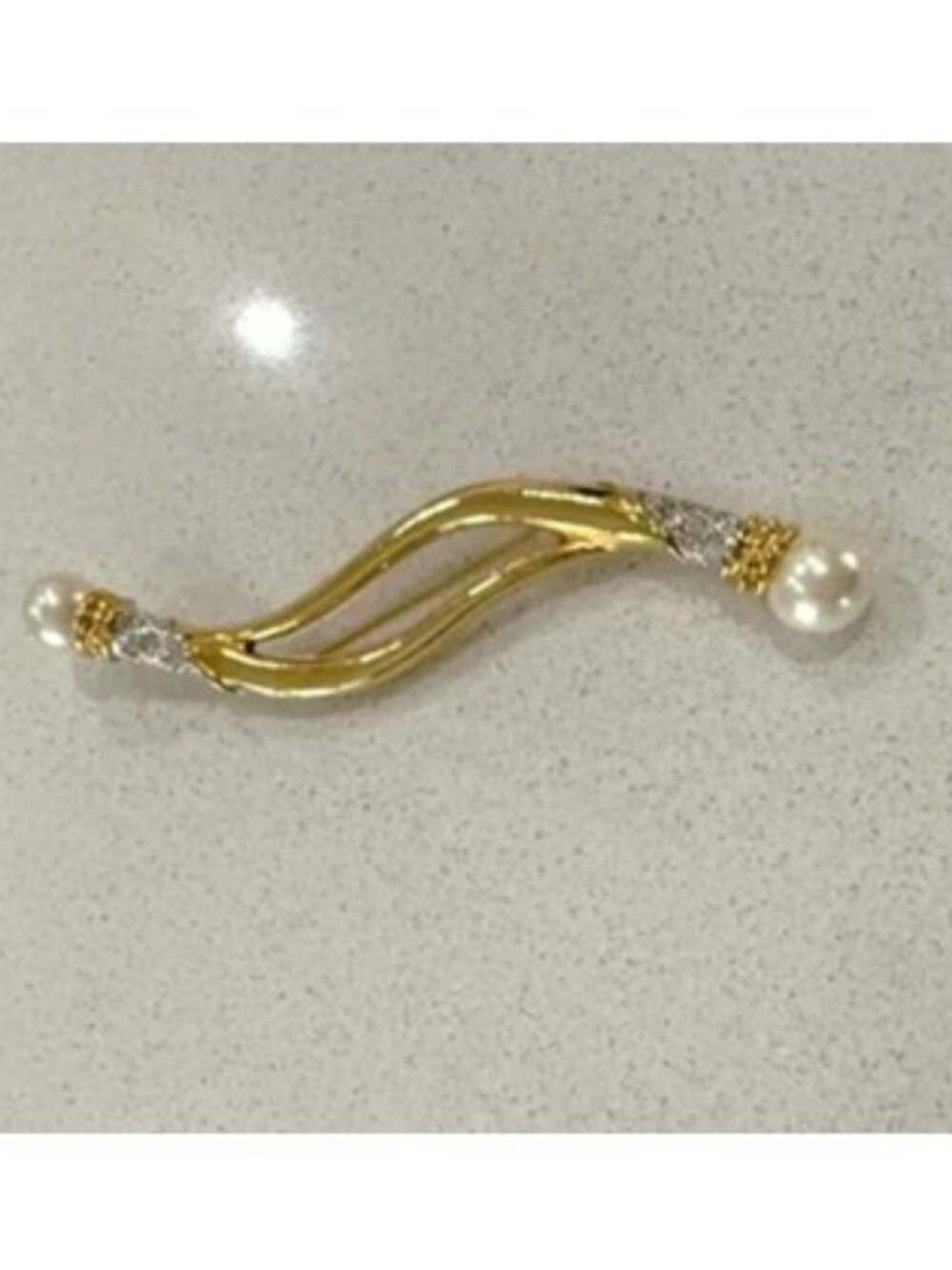 AVON Mid Century Modern Brooch with Faux Pearls